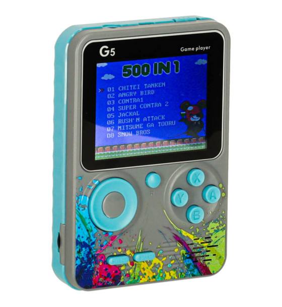 Konsola przenośna do gier mini elektroniczna retro 500 gier szara