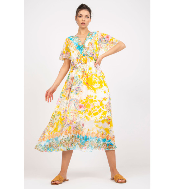 Sukienka Model DHJ-SK-15967-1.01P White/Yellow - Italy Moda