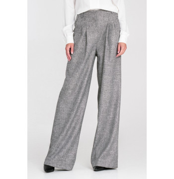 Spodnie z zakładkami wide leg SD116 Grey Melange - Nife