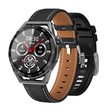 Smartwatch Rubicon RNCE88-1 Czarny- Czarny Pasek Silikonowy + Czarny Pasek Skórzany