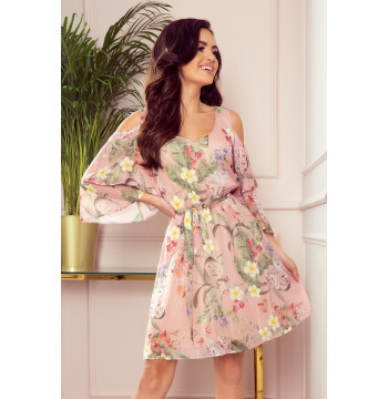 Sukienka Model Marina 292-1 Pink Flowers - Numoco