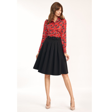 Spódnica midi z paskiem w kolorze czarnym SP75 Black - Nife