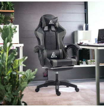 Fotel gamingowy obrotowy z podnóżkiem EC GAMING masażer KO24SZ