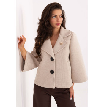 Płaszcz Damski Model IT-KR-FL8159.24 Beige - Rue Paris