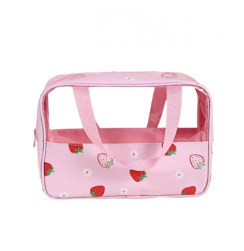 Kosmetyczka rozkładana przenośna kuferek rozmiar M 31x10x20cm TRUSKAWKI KS148