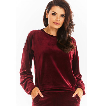 Bluza Damska Model A374 Bordo Welur - awama