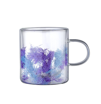Szklanka termiczna z elementami roślinnymi w środku, fiolet 300 ml 1szt SZK134