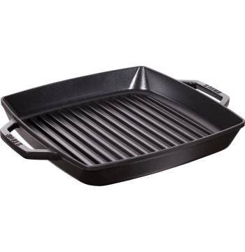 Kwadratowa patelnia żeliwna grillowa STAUB z dwoma uchwytami 40511-683-0 - czarna 28 cm
