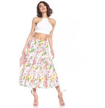 Spódnica Model T345/2 Wielokolorowe Kwiaty - Tessita