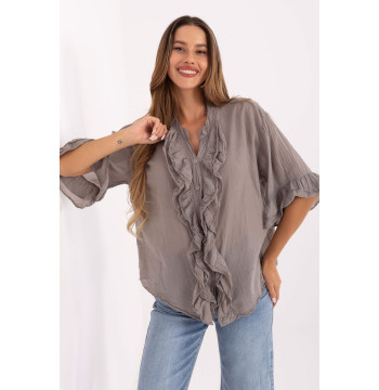 Koszula Damska Model MI-KS-92224.95 Dark Beige - Italy Moda