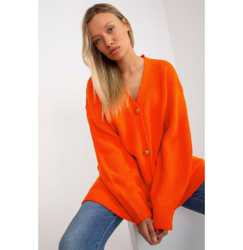 Sweter Kardigan Model LC-SW-0267.06X Orange - Rue Paris