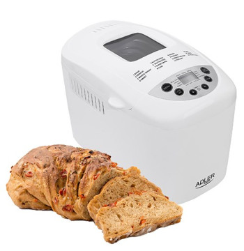 Automat do chleba Adler AD 6019 (1250 g; 1100W; 12 programów; kolor biały)