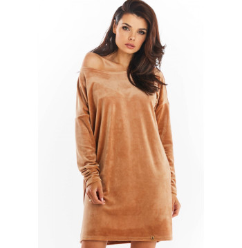 Sukienka Model A370 Beige Welur - awama