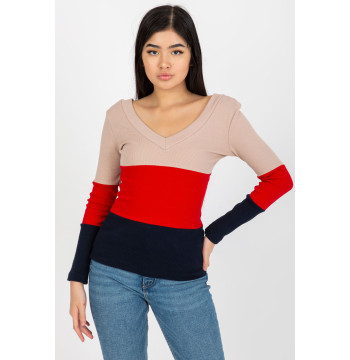 Bluzka Model RV-BZ-8429.41P Navy/Red - Rue Paris