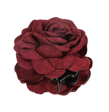 Spinka do włosów duża klamra XL kwiat róża bordowa 9cm SP288BOR