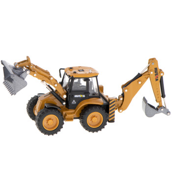 Koparka ładowarka metalowa z ruchomymi łyżkami Die-Cast H-toys 1704 1:50