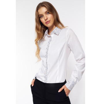 Koszula z wzorzystymi wstawkami K85 White - Nife