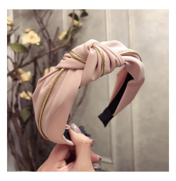 Opaska turban z materiału gruba złocona O219R