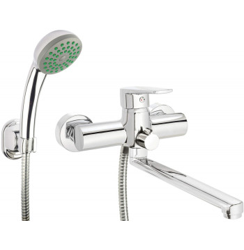 Bateria umywalkowo-wannowa ścienna z zestawem prysznicowym BUT_057M 5907650826361