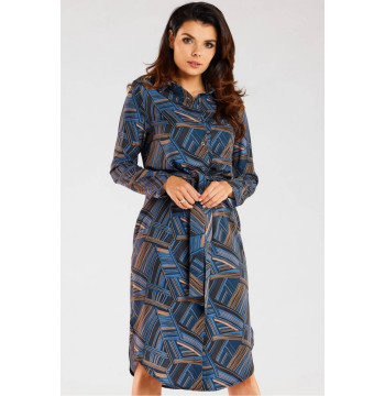 Sukienka Model A465 Navy/Brown Pattern - awama