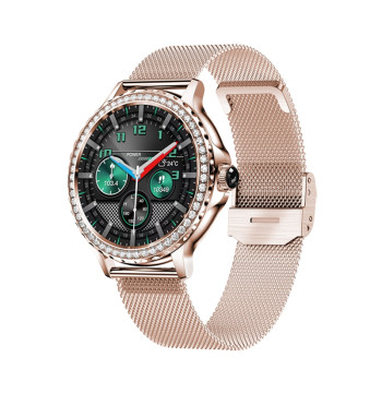 Smartwatch Damski VELTORI VT320-1 Złota Bransoleta + Różowy Pasek Silikonowy