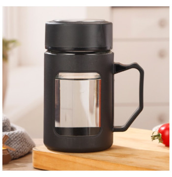 Kubek bidon ze szkła na Kawę Herbatę z uchwytem czarny 500 ML CUP18CZ