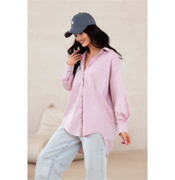 Koszula Damska Model Carolina ROZ BLU0155 Pink - Roco Fashion