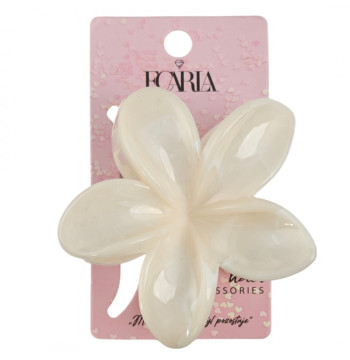 Spinka do włosów klamra XL kwiat, marmurek kość słoniowa 7,5 x 8cm SP407
