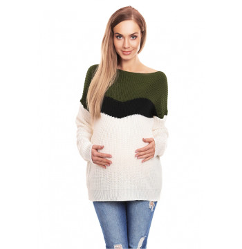 Sweter Ciążowy Model 40023 Khaki - PeeKaBoo Hurtownia odzieży on-line, moda damska, bielizna i obuwie dla kobiet - Matterhorn.pl