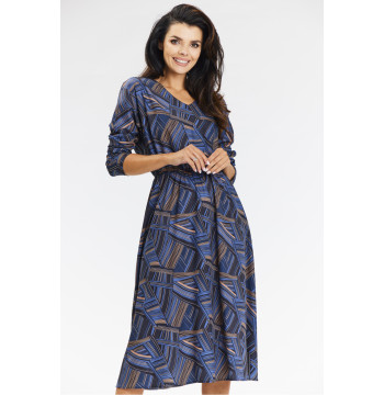 Sukienka Model A666 Navy/Brown Pattern - awama