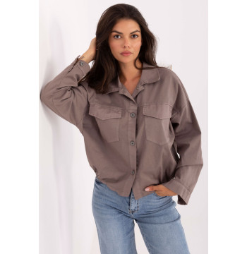 Koszula Damska Model IT-KS-FL9273.86 Dark Beige - Rue Paris