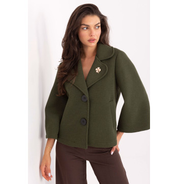 Płaszcz Damski Model IT-KR-FL8159.24 Khaki - Rue Paris