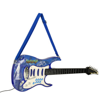 Gitara elektryczna rockowa ze wzmacniaczem mikrofonem dla dzieci niebieska