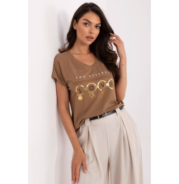 Tshirt Damski Model CLM-TS-1729.86 Light Brown - Factory Price
