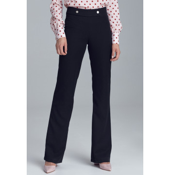 Spodnie Czarne spodnie garniturowe z napami SD90 Black - Nife