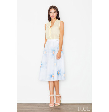 Spódnica Model M495 Wzór 3 White/Kwiaty - Figl
