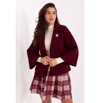 Płaszcz Damski Model IT-KR-FL8159.24 Bordo - Rue Paris