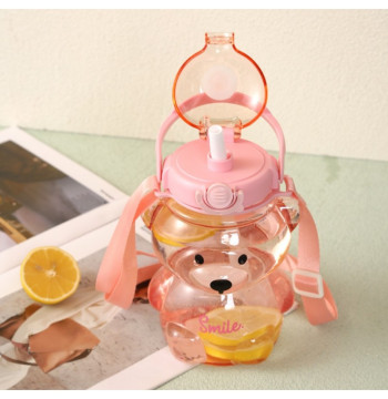 Butelka na wodę z uchwytem SWEET BEAR PINK 1000 ML BD27