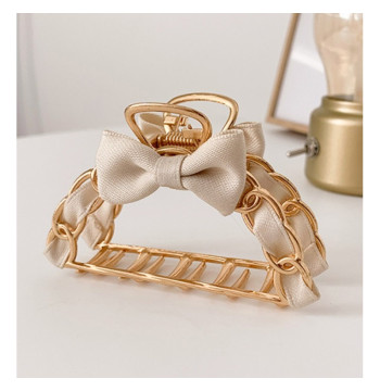 Spinka do włosów klamra metalowa przeplatana kokarda XL 7,8cm SP261K