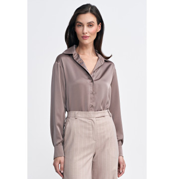 Satynowa koszula body K80 Mocca - Nife