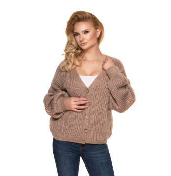 Sweter Kardigan Model 30077 Cappuccino - PeeKaBoo Hurtownia odzieży on-line, moda damska, bielizna i obuwie dla kobiet - Matterhorn.pl