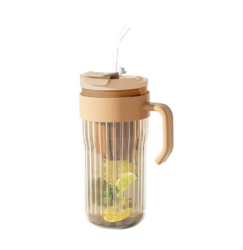 Kubek z ryflowanego szkła na Kawę Herbatę ze słomką, sitkiem i zamknięciem 550 ML CUP12BR