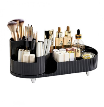 Organizer na pędzle, kosmetyki, ryflowany obrotowy czarny 34,5x14,7x14,3 cm CB56CZ