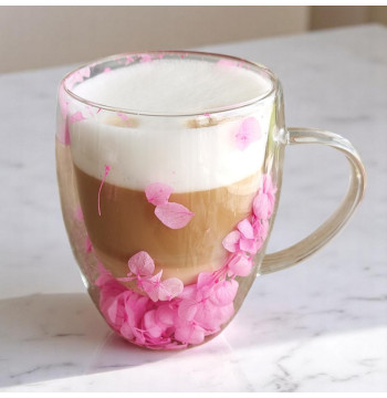 Szklanka termiczna z hortensją w środku róż 300 ml 1szt SZK77