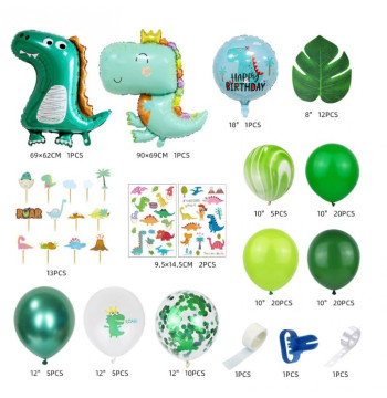 Zestaw Balonów DINOZAUR, zielone 115szt BLN08