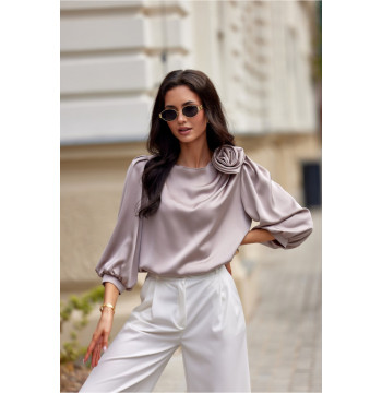 Bluzka Model Giana BEJ BLU0178 Light Beige - Roco Fashion