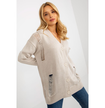 Sweter Kardigan Model LC-SW-8042.04X Beige - Rue Paris