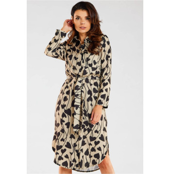 Sukienka Model A465 Beige/Black Hearts - awama