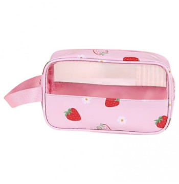 Kosmetyczka rozkładana przenośna kuferek rozmiar S 22x7x13cm TRUSKAWKI KS149