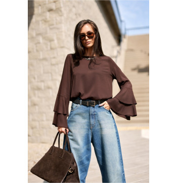 Bluzka Model Camila CBR BLU0218 Dark Brown - Roco Fashion